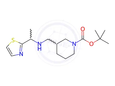 Chemical structure of 3-[(1-Thiazol-2-yl-ethylaMino)-Methyl]-piperidine-1-carboxylic acid tert-butyl ester