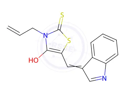 Chemical structure of (5E)-5-[(1H-Indol-3-yl)methylidene]-3-(prop-2-en-1-yl)-2-sulfanylidene-1,3-thiazolidin-4-one