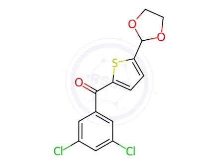 Chemical structure of (5-(1,3-Dioxolan-2-yl)thiophen-2-yl)(3,5-dichlorophenyl)methanone