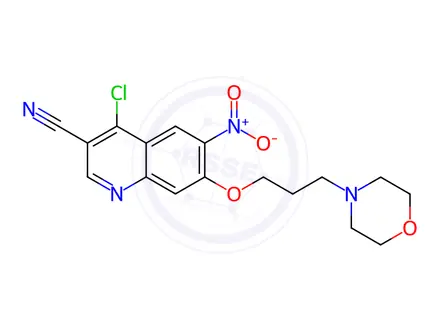 Chemical structure of 4-Chloro-7-(3-morpholinopropoxy)-6-nitroquinoline-3-carbonitrile