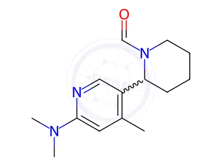 Chemical structure of 2-(6-(Dimethylamino)-4-methylpyridin-3-yl)piperidine-1-carbaldehyde