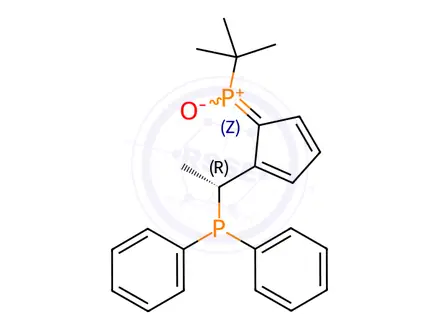 Chemical structure of (SP)-1-[(R)-tert-Butylphosphinoyl]-2-[(R)-1-(diphenylphosphino)ethyl]ferrocene