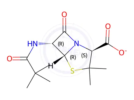Chemical structure of 3,3-Dimethyl-6-((2,2-dimethyl-1-oxopropyl)amino)-7-oxo-4-thia-1-azabicyclo[3.2.0]heptane-2-carboxylic acid monosodium salt