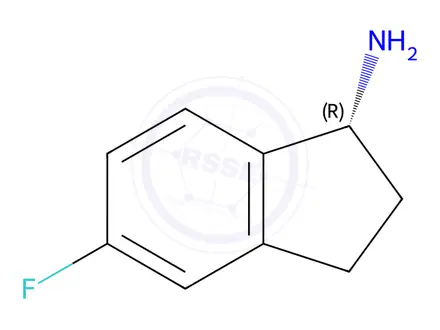 Chemical structure of (R)-5-FLUORO-2,3-DIHYDRO-1H-INDEN-1-AMINE