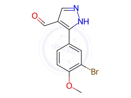 Chemical structure of 5-(3-Bromo-4-methoxyphenyl)-1H-pyrazole-4-carbaldehyde