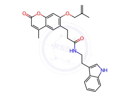 Chemical structure of N-[2-(1H-Indol-3-yl)ethyl]-4-methyl-7-[(2-methyl-2-propen-1-yl)oxy]-2-oxo-2H-1-benzopyran-6-propanamide
