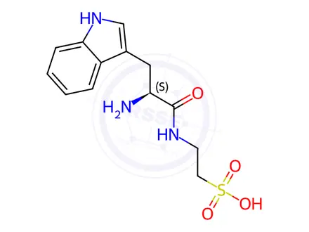 Chemical structure of Ethanesulfonic acid, 2-[[(2S)-2-amino-3-(1H-indol-3-yl)-1-oxopropyl]amino]-