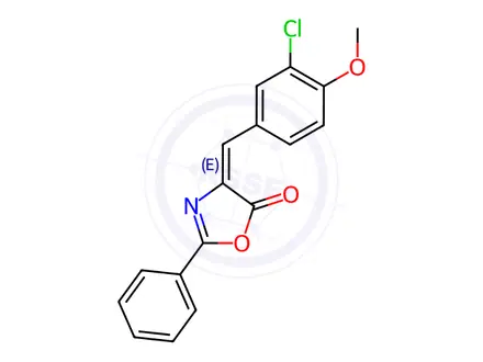 Chemical structure of (4E)-4-[(3-Chloro-4-methoxyphenyl)methylidene]-2-phenyl-4,5-dihydro-1,3-oxazol-5-one