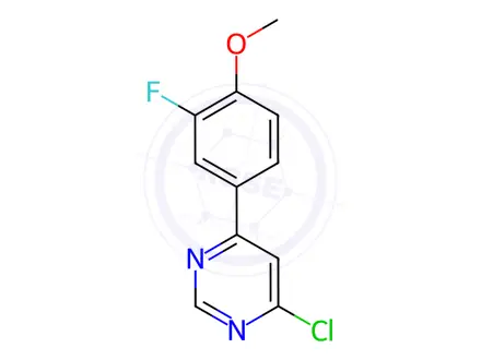 Chemical structure of 4-chloro-6-(3-fluoro-4-methoxyphenyl)pyrimidine