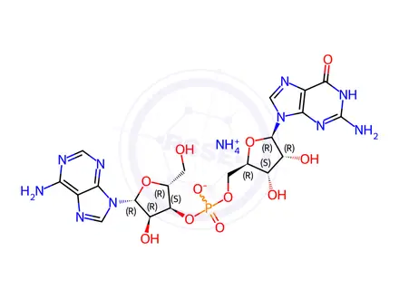 Chemical structure of Guanosine, adenylyl-(3'->5')-, ammonium salt