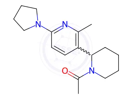 Chemical structure of 1-(2-(2-Methyl-6-(pyrrolidin-1-yl)pyridin-3-yl)piperidin-1-yl)ethan-1-one