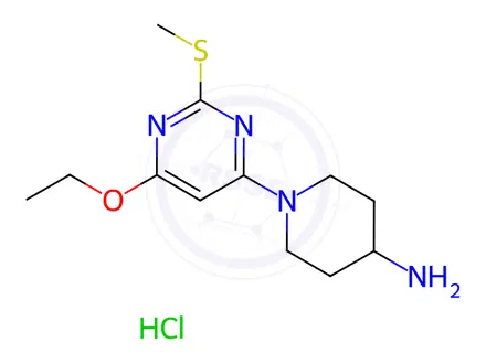 Chemical structure of 1-(6-Ethoxy-2-Methylsulfanyl-pyriMidin-4-yl)-piperidin-4-ylaMine hydrochloride