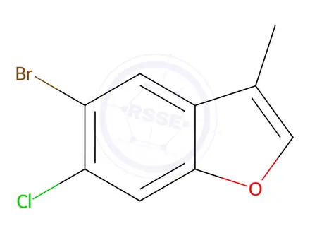 Chemical structure of Benzofuran, 5-bromo-6-chloro-3-methyl-
