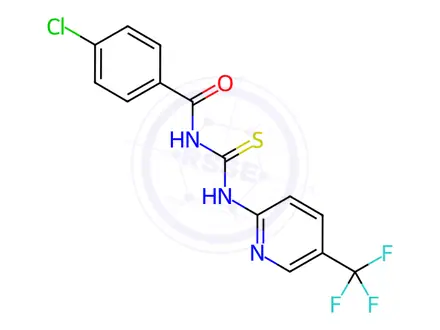 Chemical structure of 1-[(4-Chlorophenyl)carbonyl]-3-[5-(trifluoromethyl)-pyridin-2-yl]thiourea