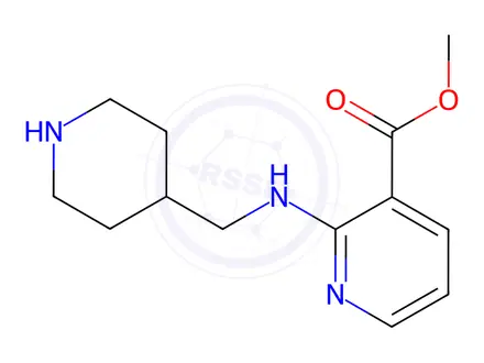 Chemical structure of 2-[(Piperidin-4-ylMethyl)-aMino]-nicotinic acid Methyl ester dihydrochloride, 98+% C13H21Cl2N3O2, MW: 322.23