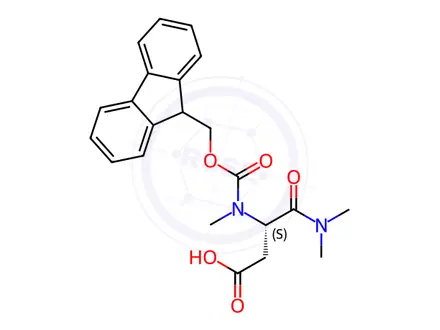 Chemical structure of Butanoic acid, 4-(dimethylamino)-3-[[(9H-fluoren-9-ylmethoxy)carbonyl]methylamino]-4-oxo-, (3S)-