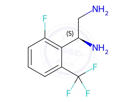 Chemical structure of (1S)-1-[6-FLUORO-2-(TRIFLUOROMETHYL)PHENYL]ETHANE-1,2-DIAMINE DIHYDROCHLORIDE