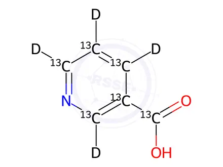 Chemical structure of Nicotinic Acid-13C6,d4