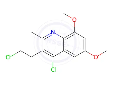 Chemical structure of 4-CHLORO-3-(2-CHLOROETHYL)-6,8-DIMETHOXY-2-METHYLQUINOLINE