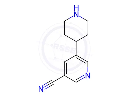 Chemical structure of 5-(Piperidin-4-yl)nicotinonitrile dihydrochloride