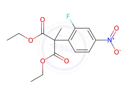 Chemical structure of 1,3-diethyl 2-(2-fluoro-4-nitrophenyl)-2-methylpropanedioate