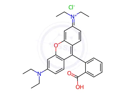 Chemical structure of Rhodamine B chloride