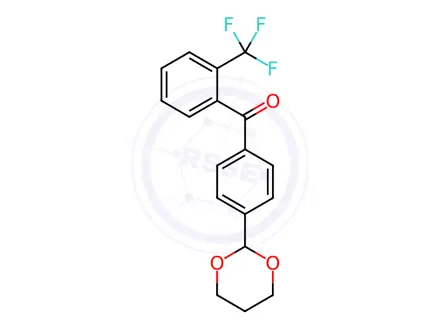 Chemical structure of (4-(1,3-Dioxan-2-yl)phenyl)(2-(trifluoromethyl)phenyl)methanone