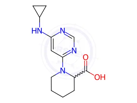 Chemical structure of 1-(6-CyclopropylaMino-pyriMidin-4-yl)-piperidine-2-carboxylic acid