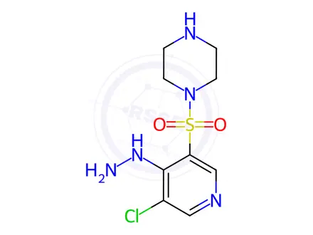 Chemical structure of 1-((5-Chloro-4-hydrazinylpyridin-3-yl)sulfonyl)piperazine