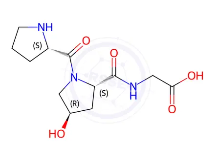 Chemical structure of Glycine, L-prolyl-(4R)-4-hydroxy-L-prolyl-