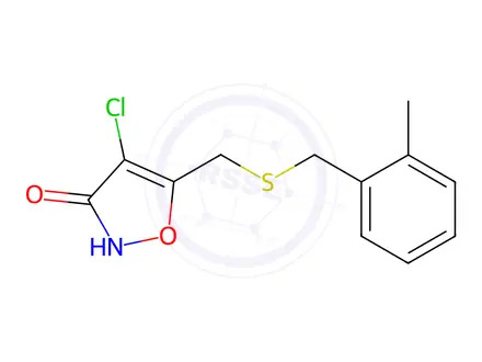 Chemical structure of 4-Chloro-5-(((2-methylbenzyl)thio)methyl)isoxazol-3(2H)-one