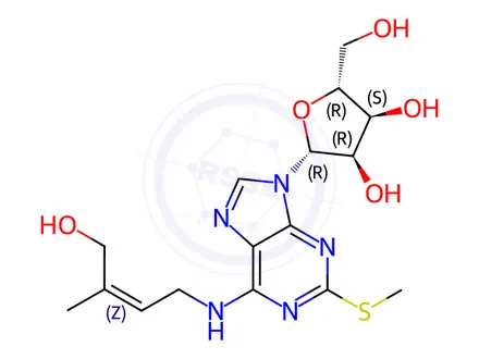 Chemical structure of Zeatin Impurity 5(2-Methylthio-cis-Zeatin Riboside)