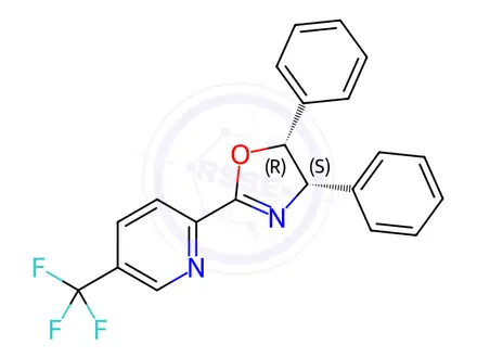 Chemical structure of Pyridine, 2-[(4S,5R)-4,5-dihydro-4,5-diphenyl-2-oxazolyl]-5-(trifluoromethyl)-