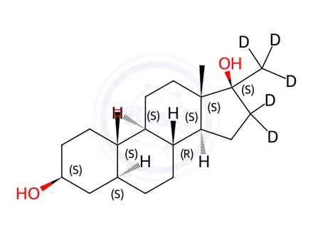 Chemical structure of 17-Methyl-5α-androstane-3β,17β-diol-d5 (1.0mg/ml in Acetonitrile)