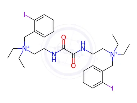 Chemical structure of (Oxalylbis(iminoethylene))bis(diethyl(o-iodobenzyl)ammonium bromide)