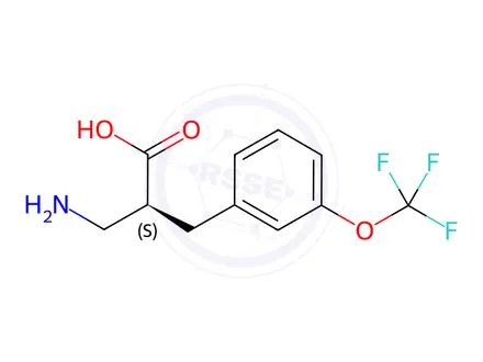 Chemical structure of (S)-3-amino-2-(3-(trifluoromethoxy)benzyl)propanoicacid