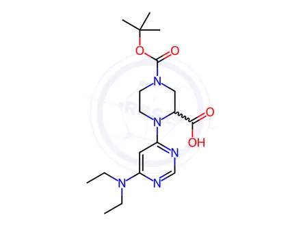 Chemical structure of 4-(6-DiethylaMino-pyriMidin-4-yl)-piperazine-1,3-dicarboxylic acid 1-tert-butyl ester
