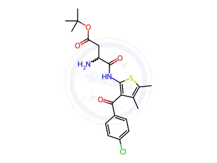 Chemical structure of Butanoic acid, 3-aMino-4-[[3-(4-chlorobenzoyl)-4,5-diMethyl-2-thienyl]aMino]-4-oxo-, 1,1-diMethylethyl ester, (3S)-