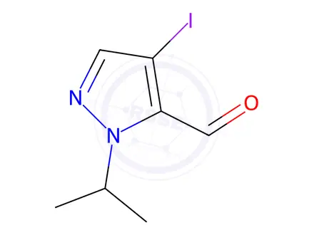Chemical structure of 4-iodo-1-isopropyl-1H-pyrazole-5-carbaldehyde