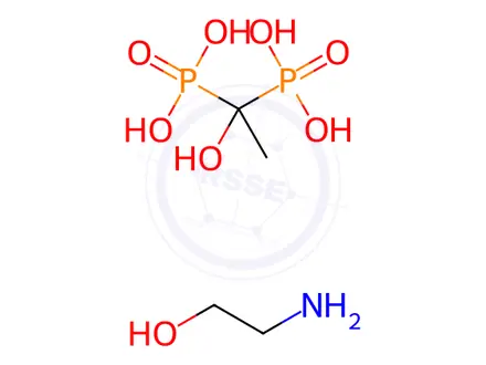 Chemical structure of Phosphonic acid, (1-hydroxyethylidene)bis-, compd. with 2-aminoethanol