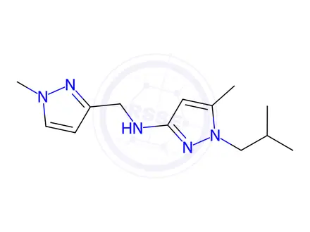 Chemical structure of 1-isobutyl-5-methyl-N-[(1-methyl-1H-pyrazol-3-yl)methyl]-1H-pyrazol-3-amine