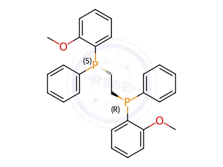 Chemical structure of (S,S)-1,2-Bis[(o-methoxyphenyl)(phenyl)phosphino]ethane(1,5-cyclooctadiene)rhodium(I) tetrafluoroborate
