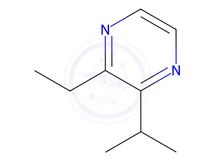Chemical structure of Pyrazine, 2-ethyl-3-(1-methylethyl)-(9CI)