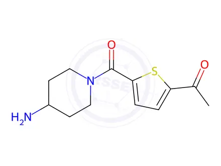 Chemical structure of 1-(5-(4-Aminopiperidine-1-carbonyl)thiophen-2-yl)ethan-1-one