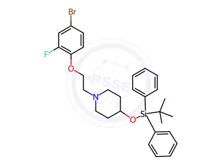 Chemical structure of 1-(2-(4-Bromo-2-fluorophenoxy)ethyl)-4-((tert-butyldiphenylsilyl)oxy)piperidine