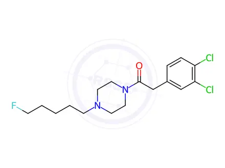 Chemical structure of Piperazine, 1-[5-fluoropentyl]-4-[(3,4-dichlorophenyl)acetyl]-
