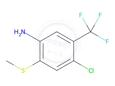Chemical structure of 4-chloro-2-(methylsulfanyl)-5-(trifluoromethyl)aniline hydrochloride