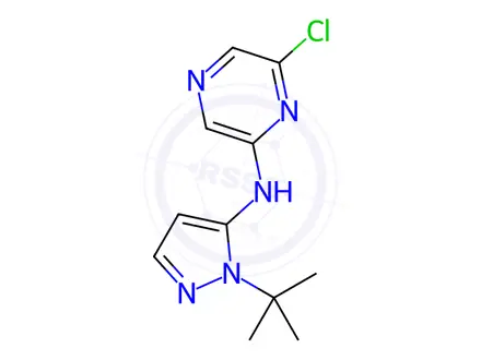Chemical structure of N-(1-(tert-Butyl)-1H-pyrazol-5-yl)-6-chloropyrazin-2-amine