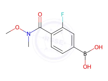 Chemical structure of (3-Fluoro-4-(methoxy(methyl)carbamoyl)phenyl)boronic acid