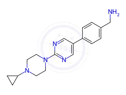 Chemical structure of (4-(2-(4-Cyclopropylpiperazin-1-yl)pyrimidin-5-yl)phenyl)methanamine